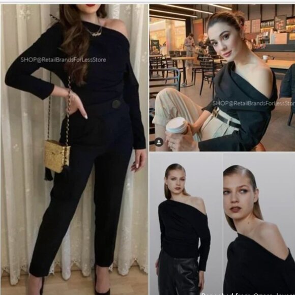 ZARA WOMAN BLACK RUCHED TOP Size M NEW WITH TAG! - Picture 5 of 6